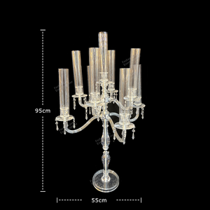 Candelabre <span class=keywords><strong>en</strong></span> acrylique transparent à 9 bras pour centres de table de mariage avec cylindres anti-vent – Livraison économique - Product Image 4