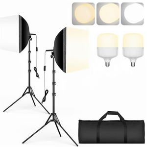 Kit de Iluminación Acrílica <span class=keywords><strong>EMART</strong></span> para Fotografía, Softbox Plegable de 16"x16", Bombilla LED de 50W 3000K-6000K, Control Remoto/APP para Estudio - Product Image 1