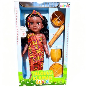 Usine de poupées noires OEM en gros, poupée réaliste de 18 pouces, culture traditionnelle afro-américaine, avec accessoires en bois. - Product Image 4