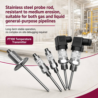 Sensor Transmitter Suhu Industri PT100 Output 4-20mA Probe Konektor Ulir M20 Pengukuran Kontrol Proses