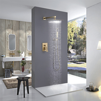 Ensemble de robinets mitigeurs de douche et de bain, à montage mural, en céramique, finition dorée brossée, nouveau Design