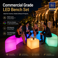COOLQING Mobilier d'extérieur moderne : Tabouret de bar LED, Canapé de bar en PE, Canapé lumineux pour événements et discothèques, Chaise LED étanche