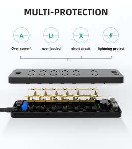 Cordon d'extension de Protection contre les surcharges, <span class=keywords><strong>multiprise</strong></span> avec prise Standard 1.8m/6ft, 2.08mm, 16a, Protection contre la foudre au sol - Product Image 4