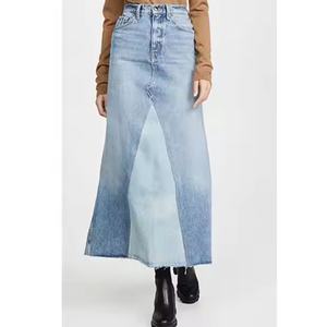 กระโปรงยีนส์ดีไซน์ใหม่สำหรับฤดูร้อน สีดำฟอก ผ้าฝ้าย สำหรับผู้หญิง ขายส่ง - Product Image 1