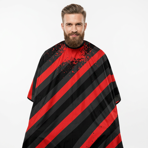 Capa de Peluquería Profesional XL Rojo Oscuro con Rayas, Portátil, de Poliéster, Ajustable y Lavable - Product Image 1