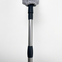 Plumeau télescopique avec manche en microfibre - Tissu doux gris pour le nettoyage sous le lit et sous le canapé, manche extensible pour les espaces étroits