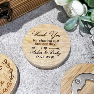 مخصصة الخيزران كوستر الثلاجة سلسلة المفاتيح جولة الديكور هدايا الزفاف شخصية المغناطيسي خشبية فتاحة زجاجات البيرة للضيوف - Product Image 5