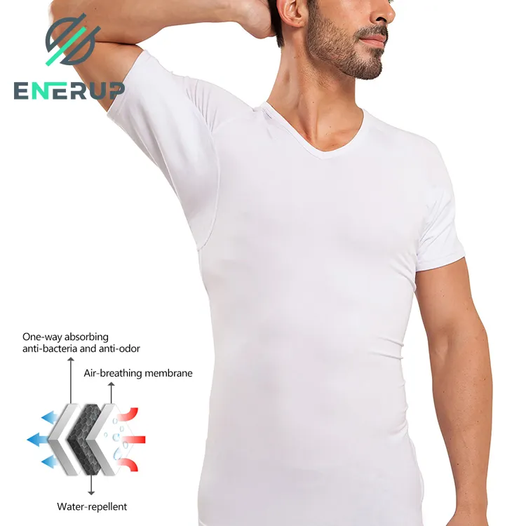 Enerup Vente en gros T-shirt de corps en polyester col en V anti-transpiration T-shirt homme anti-transpiration pour vêtements de sport d'été