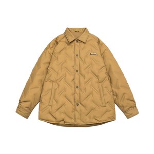 男式绗缝羽绒衬衫夹克，翻领，按扣口袋，冬季休闲，大码，加大码，6XL 7XL - Product Image 2