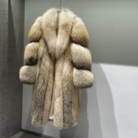 Manteau long en fourrure pour femme, collection Hiver 2026, luxe premium, véritable fourrure de renard des îles dorées