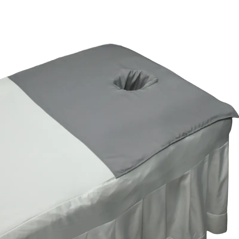 80x60cm Drap de table à demi-massage Salon de beauté Trou Serviette Durable Confortable Gris
