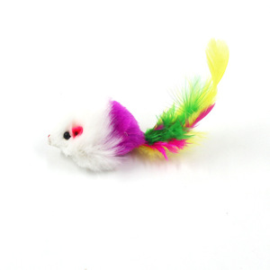 Plush <b>Mouse</b> Cat <b>Toy</b> Colorful Feather Realistic Pet Interactive <b>Toy</b> - Product Image 2