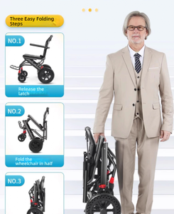 Wholesale 24 Inch <b>Wheels</b> Adjustable Lightweight Portable Wheelchair Foldable Elderly Care Disability <b>Chair</b> Physical Therapy - Product Image 4