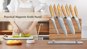Bloc à couteaux magnétique double face en bois d'acacia de qualité supérieure, sans couteaux, pour la cuisine - Product Image 6