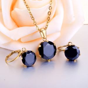 Ensemble de bijoux en acier inoxydable plaqué or 18 carats de luxe, zircon coloré en gros, pour femmes - Product Image 3