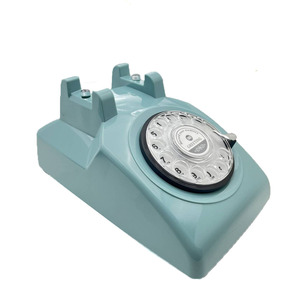 Blue Color Retro <strong>Vintage</strong> Corded <strong>Telephone</strong> Rotary Type Turning <strong>Table</strong> with Audio Message Recording Guest Book for Weddings - Product Image 5