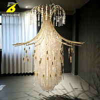 Lustre cascade moderne en coquillages naturels, luminaire décoratif à étages pour intérieur de villa haut de gamme