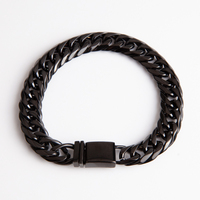 Bijoux de Hip-Hop en acier inoxydable pour hommes, en plaqué or, argent, noir, Double boucle, épais