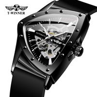 Montre Homme de Luxe Personnalisée Winner, Bracelet en Silicone, Cadran Squelette, Mouvement Mécanique Automatique