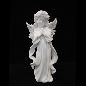 Engelenbeeld Kunstmarmer Handgesneden Biddende Engel Beeldje Wit Marmeren Sculptuur Traditionele Kerk Huisdecoratie Binnen - Product Image 3