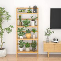 Estante de Almacenamiento de Madera, Estantería de Bambú de 4 Niveles Tipo Escalera, Librero, Organizador para Baño y Soporte para Plantas para el Hogar