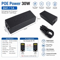 Injecteur PoE Gigabit 24V, adaptateur PoE passif 24V DC pour Ubiquiti POE-24-12W-G, POE-24-12W-G-WH