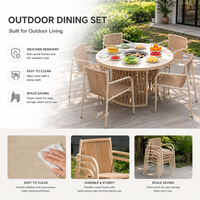 Ensemble de salle à manger d'extérieur Meiqi, table ronde et chaises, résistant à l'eau et aux UV, mobilier de jardin pour villa, balcon, terrasse