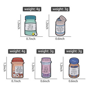 Sevimli karikatür ilaç şişe emaye pimleri ilaçlarınızı almak için yaka rozeti broşlar Pot Pin takı aksesuarları hediye sırt çantası - Product Image 6