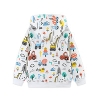 Sweat-shirt à capuche pour enfants en coton mélangé avec imprimé camion de chantier, fermeture éclair, chaud pour l'hiver, avec poches