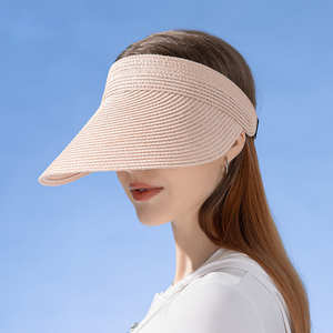 Nouvelle casquette <span class=keywords><strong>pare</strong></span>-<span class=keywords><strong>soleil</strong></span> en paille pour femme avec large bord et bandeau pour les sports de plein air, le cyclisme et les voyages – Qualité supérieure - Product Image 5