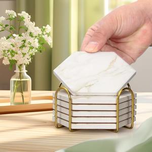6Pcs Marble <b>Coaster</b> Set Hexagon <b>Ceramic</b> <b>Coasters</b> Absorbent <b>Coasters</b> Drink <b>Coasters</b> Set Modern <b>Coasters</b> Beer <b>Coasters</b> Cup <b>Coaster</b> - Product Image 3