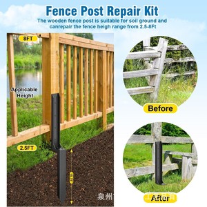 Soporte de Anclaje Tipo L para Postes de Cerca, Kit de Reparación de Cercas de Acero Preperforado, Inserto Resistente para el Suelo para Cercas de Jardín - Product Image 2