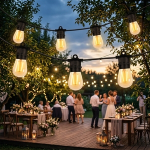 Guirlande lumineuse Led étanche avec support de lampe, E26, E27, 1 pièce, 48 pieds, bande, décoration de fête en plein air - Product Image 3