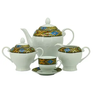 2020 Bulk 17Pcs Porselein Ethiopië Koffie Set Traditionele Ethiopische Koffie Cup Set Keramische