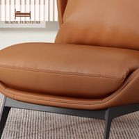 Fauteuil lounge en cuir véritable de luxe moderne haut de gamme, meuble d'appoint confortable pour salon, hôtel, appartement, usage de loisirs