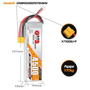 แบตเตอรี่ LiPo GNB GAONENG LiHV 4500mah 2S 7.6V 70C 140C XT60 RC  300 รอบการใช้งาน LiCoO2 25C อุณหภูมิการทำงานสำหรับรถยนต์ เรือ และอุปกรณ์อื่นๆ - Product Image 3