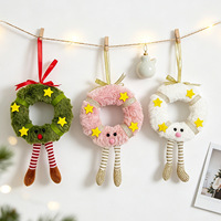 Ornements de couronne de Noël en peluche mignons avec pattes suspendues, multicolores et duveteux, pour décoration murale ou de porte intérieure, cadeau de fêtes