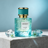 Flacon de parfum vide haut de gamme en verre facetté de 100 ml et 50 ml avec col doré, prix d'usine, vente en gros personnalisée
