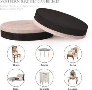 Glissières de meubles anti-rayures rondes réutilisables en feutre <span class=keywords><strong>pour</strong></span> déplacer rapidement les canapés, les lits et les armoires lourds - Product Image 1