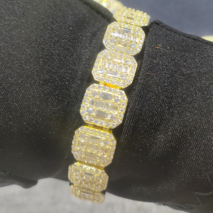 Vòng đeo tay quần vợt moissanite mạ vàng tuyệt đẹp-Vượt qua thử nghiệm kim cương, moissanite màu xanh - Product Image 1