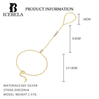 Élégant bijoux fins bague main chaîne ensemble perle Zircon étoile quatre pétales fleur 925 bague en argent Sterling chaîne Bracelet pour les femmes