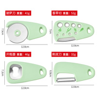 6-delige PP plastic keukenhulpjesset: schilmesje, pizzames, groenteschaaf, mangosnijder, kruidenblad-scheider - herbruikbaar