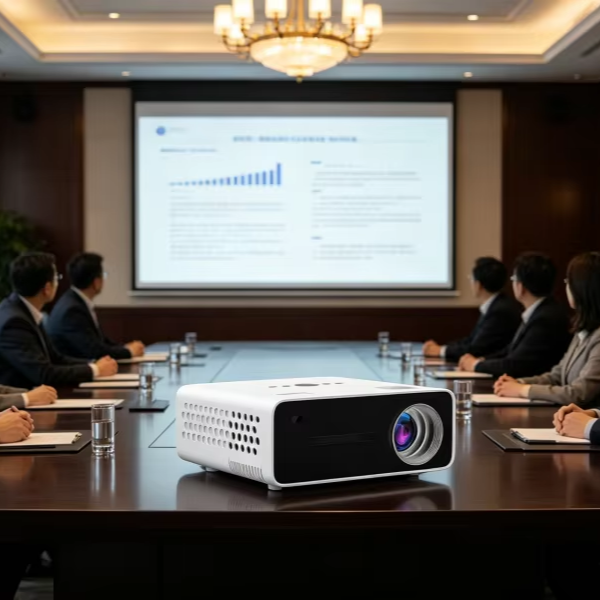 White Android Smart HT22 Projector, 4K Ultra HD Home Cinema Projector Including Remote Control