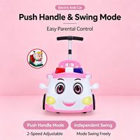 Mobil Listrik Anak Baru yang Lucu dengan Motor Penggerak Ganda, Tongkat Dorong, Pagar Pengaman, Musik & Remote Control untuk Anak Usia 3 Tahun