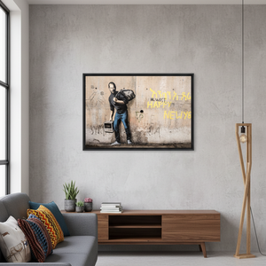 Steve Jobs Banksy Art: Printed Canvas with Urban Graphic Design,<b>BLACK</b> <b>FRAMED</b> CANVAS - Product Image 3