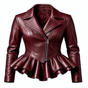 <b>Women</b>’s <b>Black</b> Faux Leather <b>Cropped</b> Hooded Jacket Long Sleeve Casual Zip Front <b>Top</b> - Product Image 1