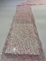 Nouvelle Arrivée Tissu en Dentelle Florale Découpée au Laser avec Broderie Perlée Effet Vague d'Eau et Tulle en Maille pour Robe de Mariée et Robe de Soirée