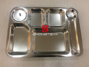 Plato de comida rápida grande de acero inoxidable, bandeja de servicio de 6 rejillas para cafetería - Product Image 2