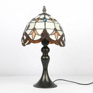 LongHuiJing Baroque <b>Small</b> Mini Tiffany Table Lamp With Colourful Stained Glass Lampshade Handmade Art Lamps - Product Image 4