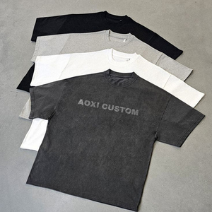 Camiseta de Diseño de Marca de Lujo, Estilo Vintage Lavado, con Estampado Gráfico Personalizado, Estilo Urbano, Corte Cuadrado y Recortado, Camiseta Lisa para Hombre - Product Image 1